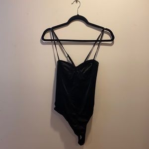 PRETTY LITTLE THING Black Satin Bodysuit